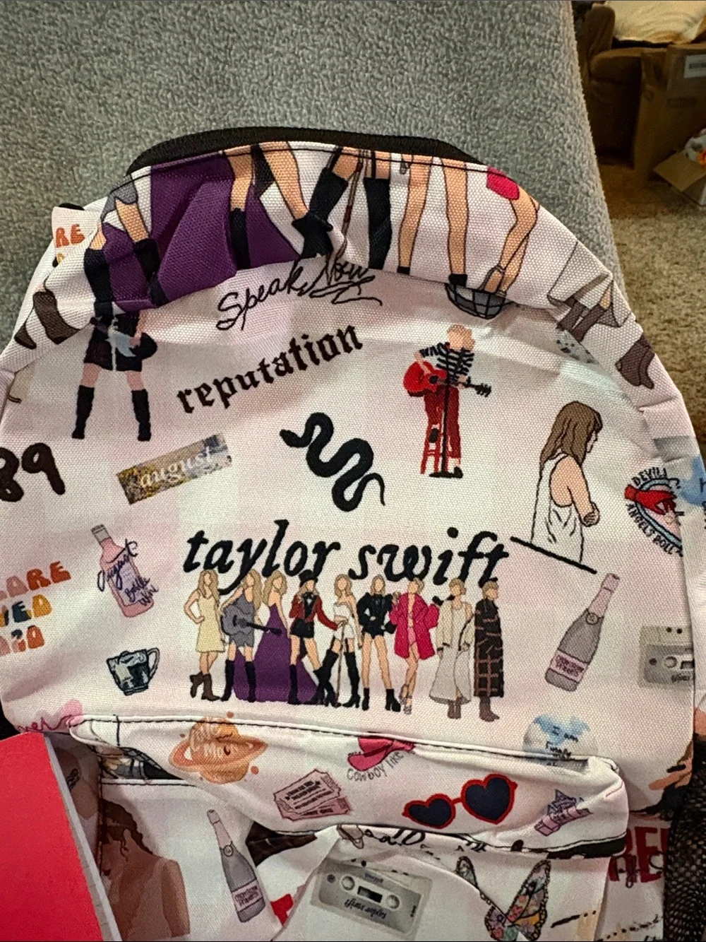 Taylor Swift Pink Illustrated Kids Backpack with School Supplies